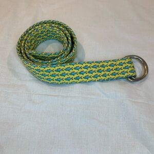 Vineyard Vines Yellow Belt with Blue Fish Print